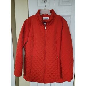 Calvin Klein Women Red Diamond Quilted Spring Jacket Lightweight Casual Size XXL